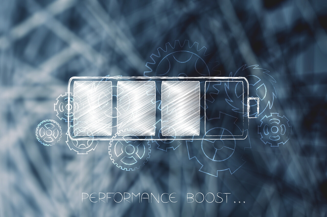 性能提升概念图聚焦数字网络背景下的齿轮覆盖电池