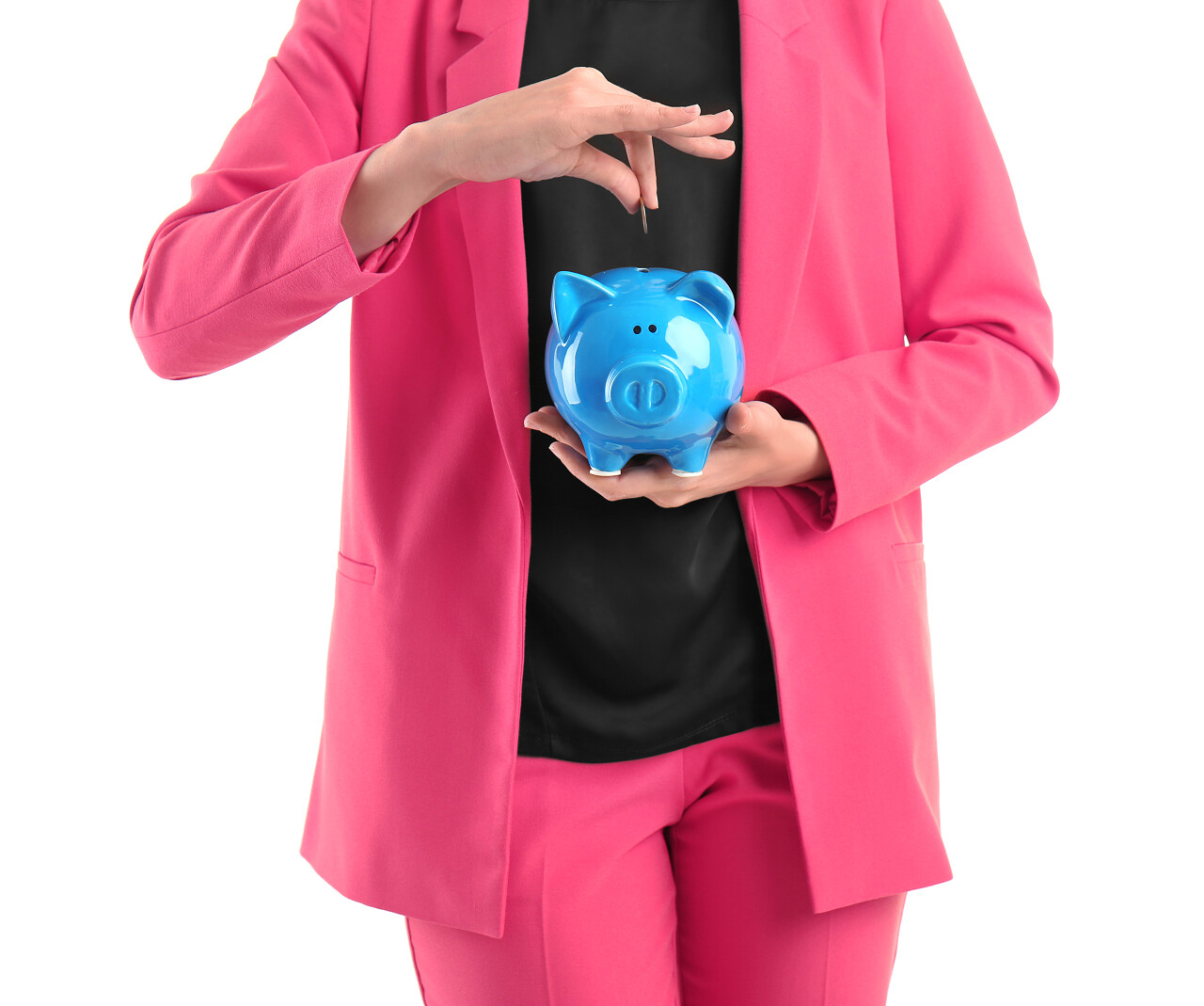 白色背景上的年轻女子