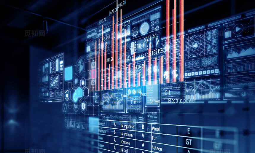 年终总结图表和图形媒体屏幕上的背景图像科技数据平台