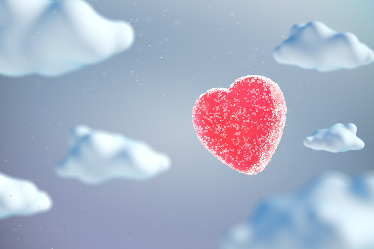 甜果冻豆心形状卡通风格日记情人节