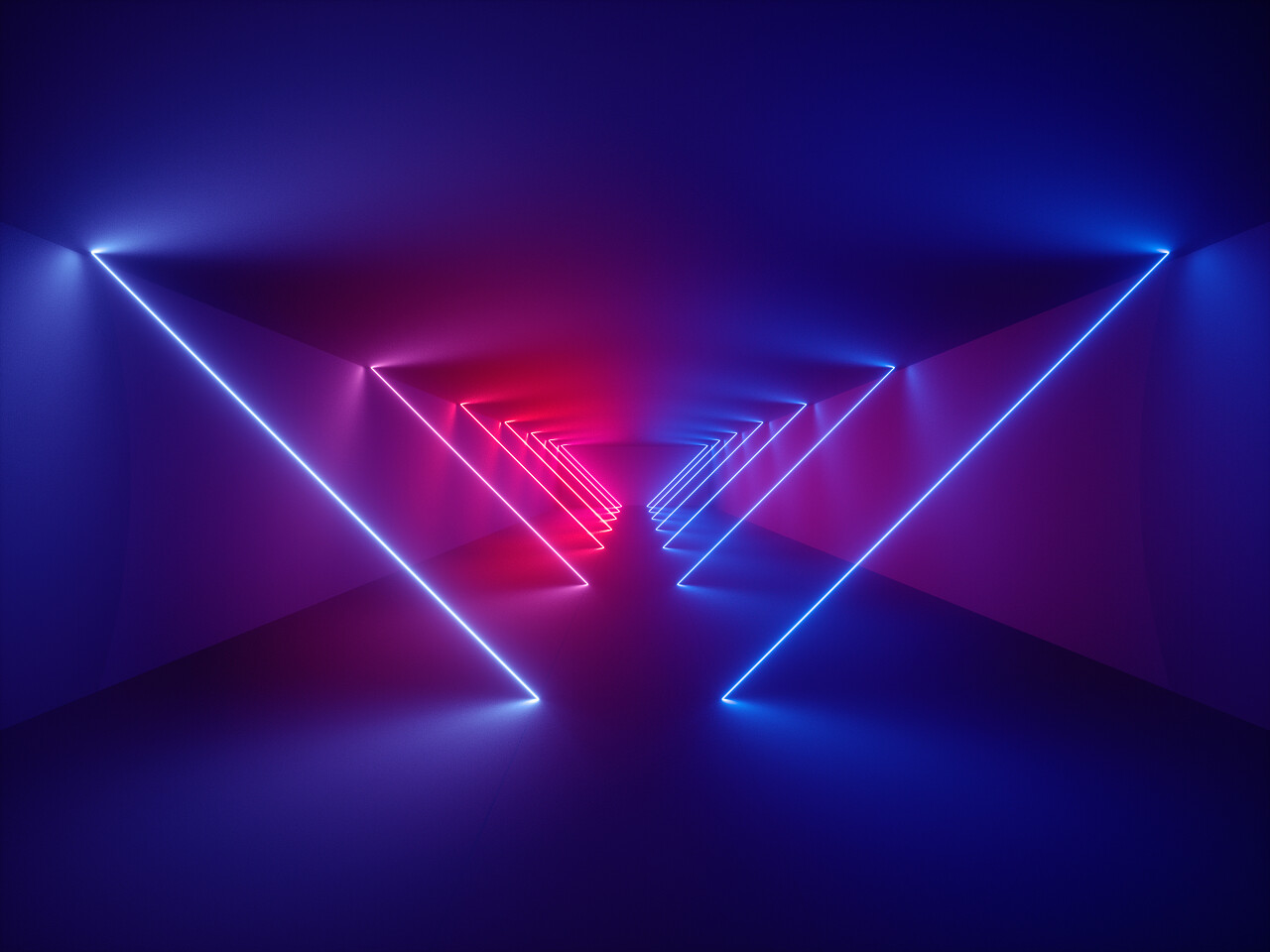 3d 渲染激光显示夜总会内灯发光线抽象荧光背景