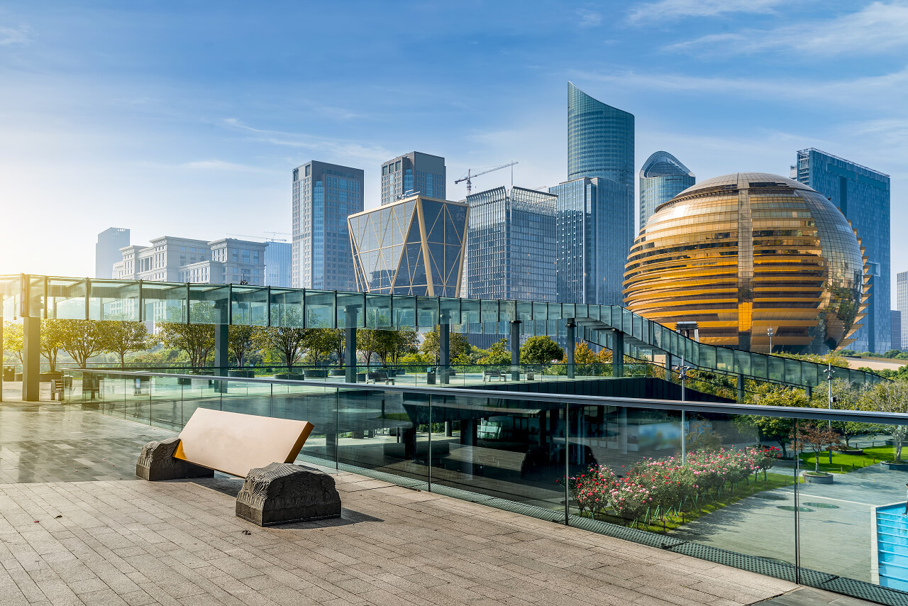 杭州市广场的建筑景观杭州旅游