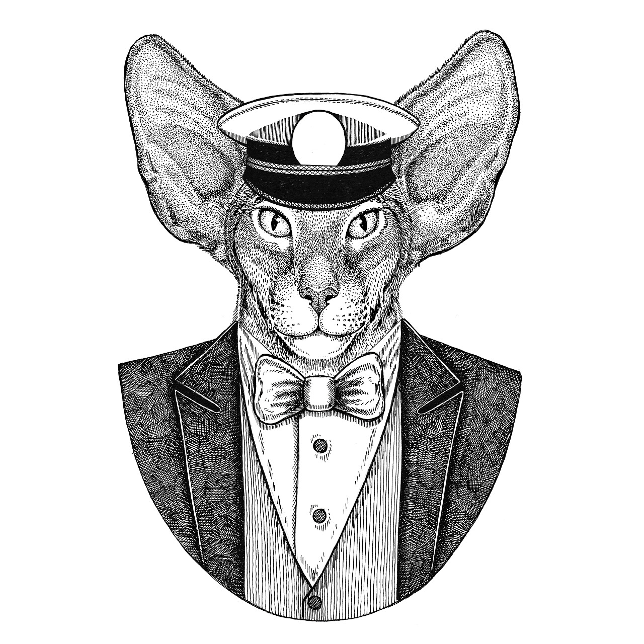 动物穿夹克与弓领带的徽章