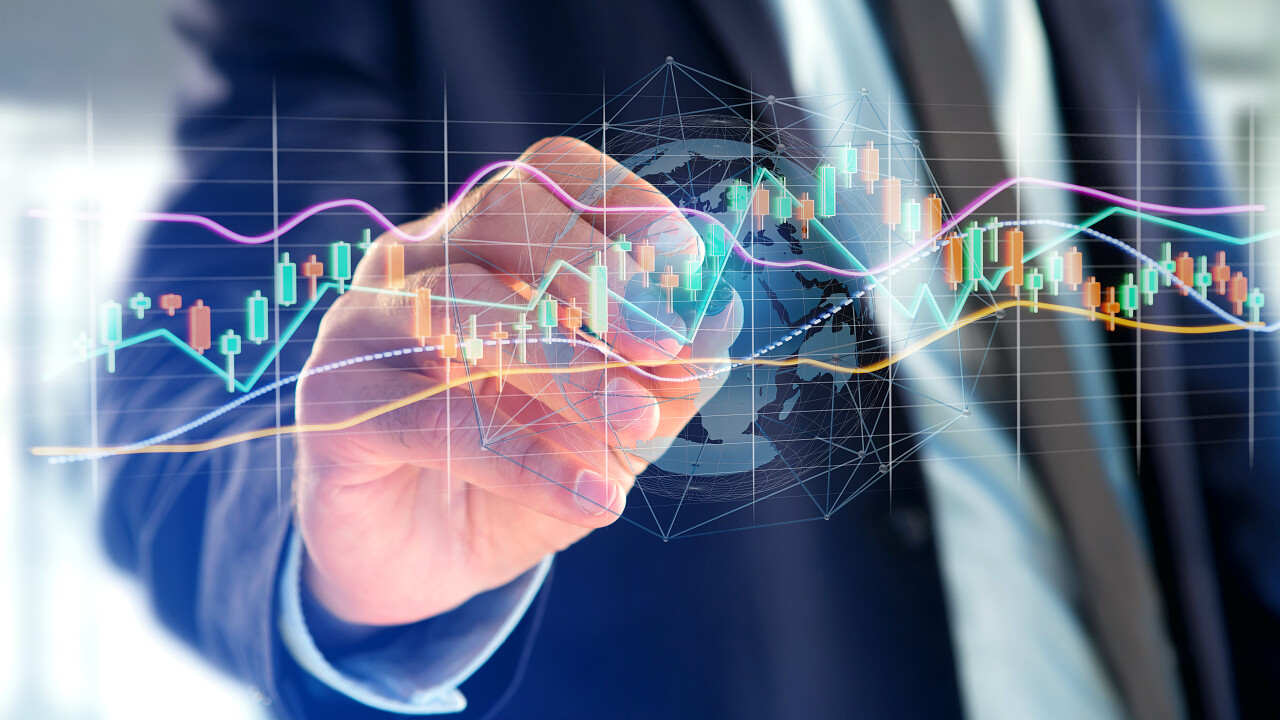 持有股权的商人在交易数据信息股票上涨智能财务