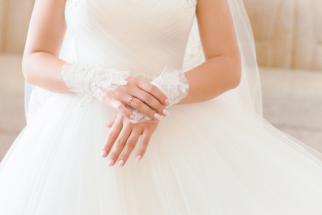 美女婚纱中的女性特写