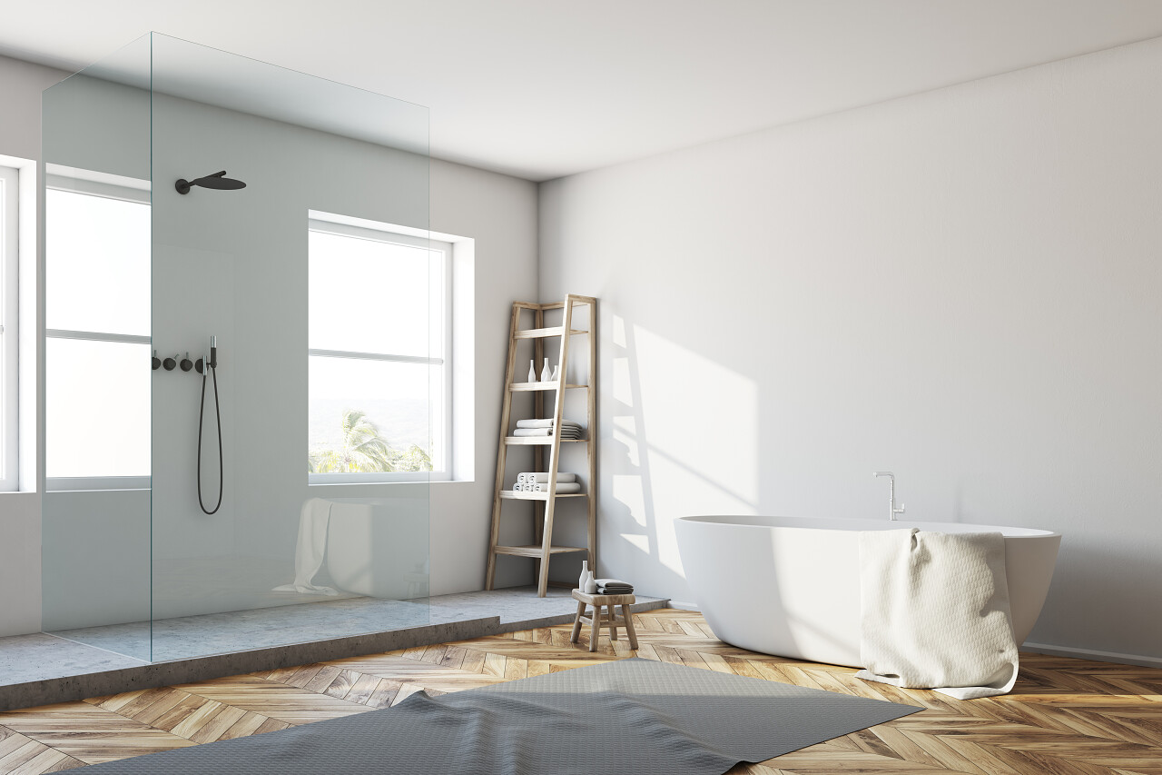 现代浴室的一个角落