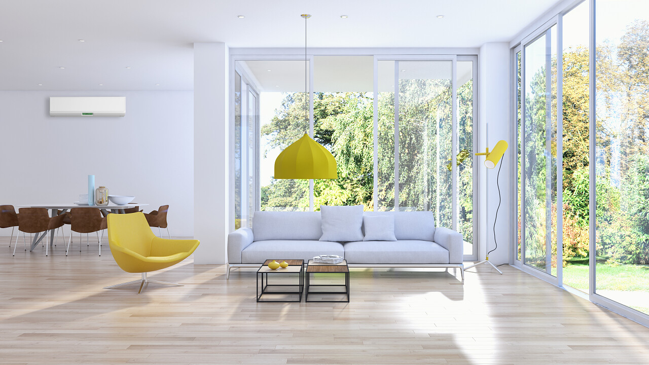 现代明亮内饰公寓渲染插图