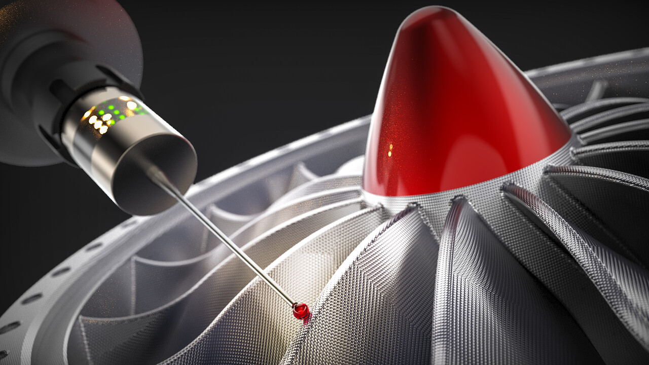 机器测量涡轮零件样品的测量探头