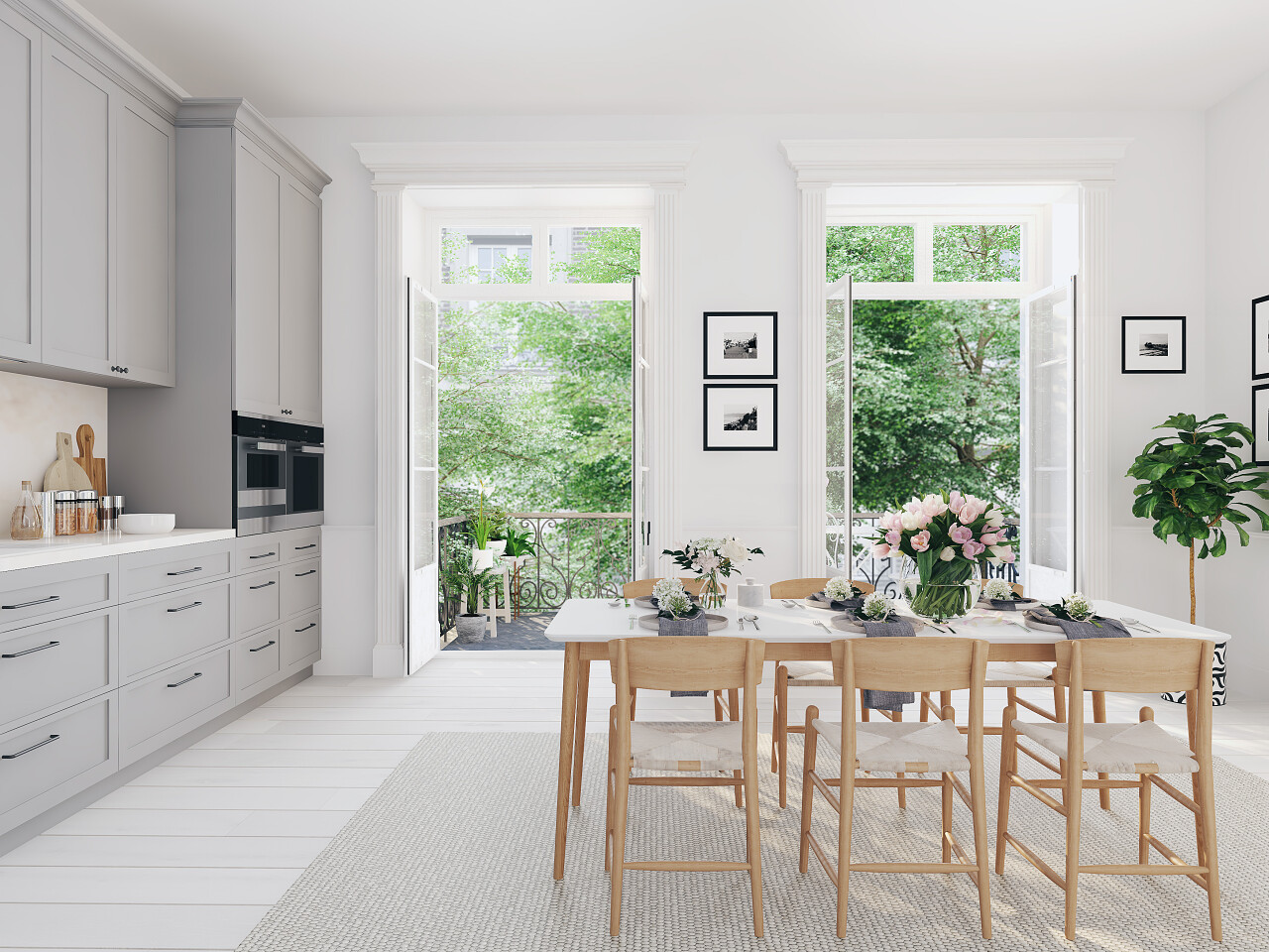 3d渲染的现代厨房