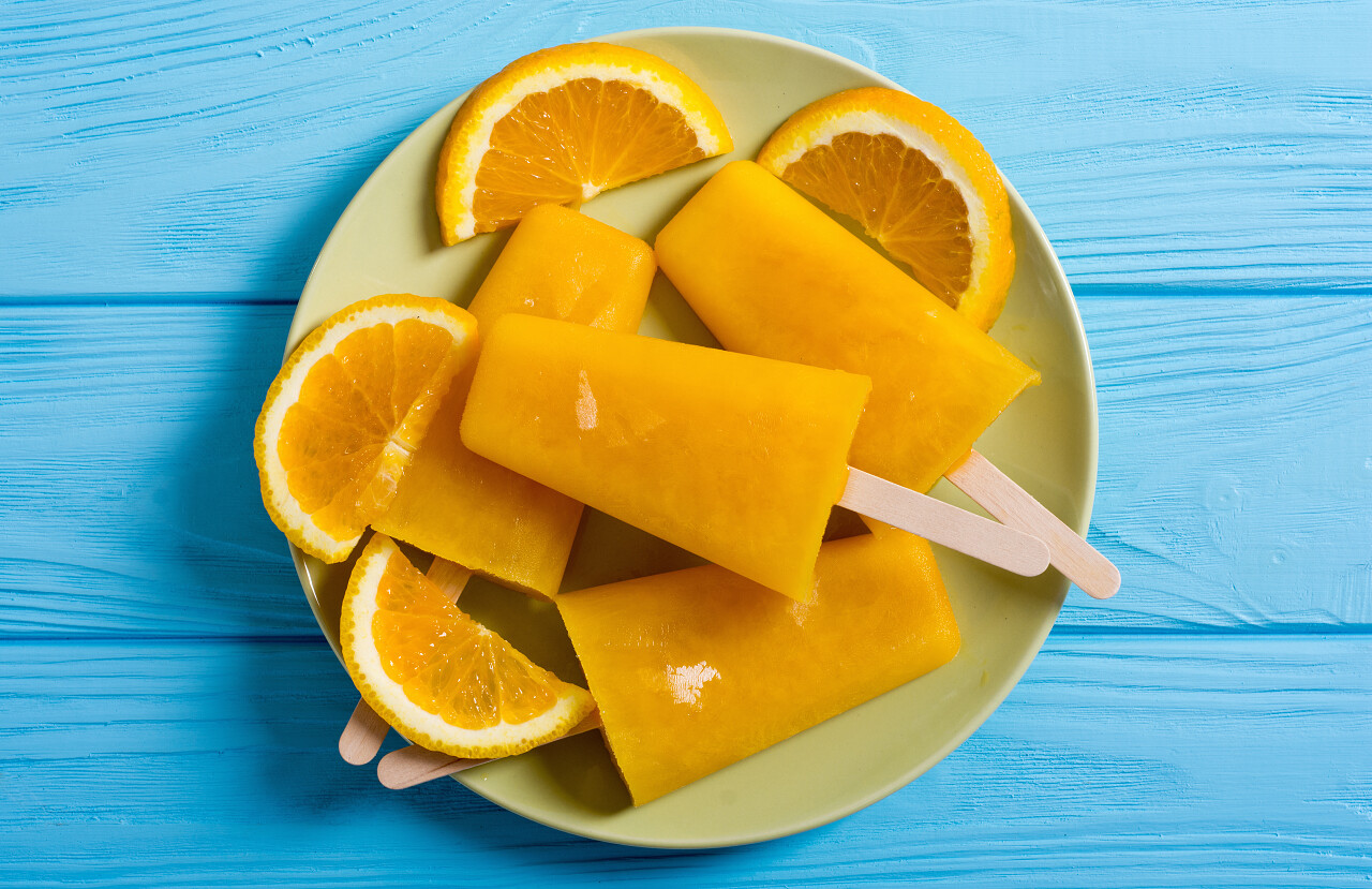 自制的橙子冰棒