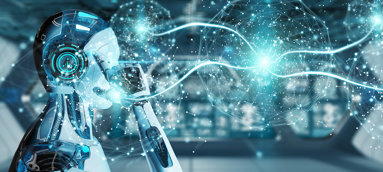 模糊背景下的白人男性人形使用数字全球网络