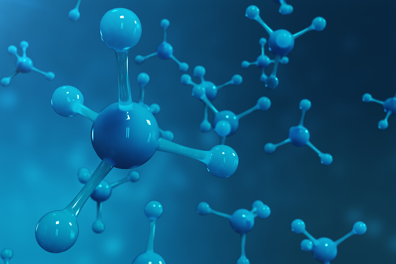 3d渲染分子原子或传单的医学背景