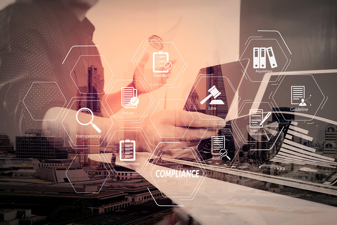 法规法律标准要求和审核的法规遵从性虚拟图