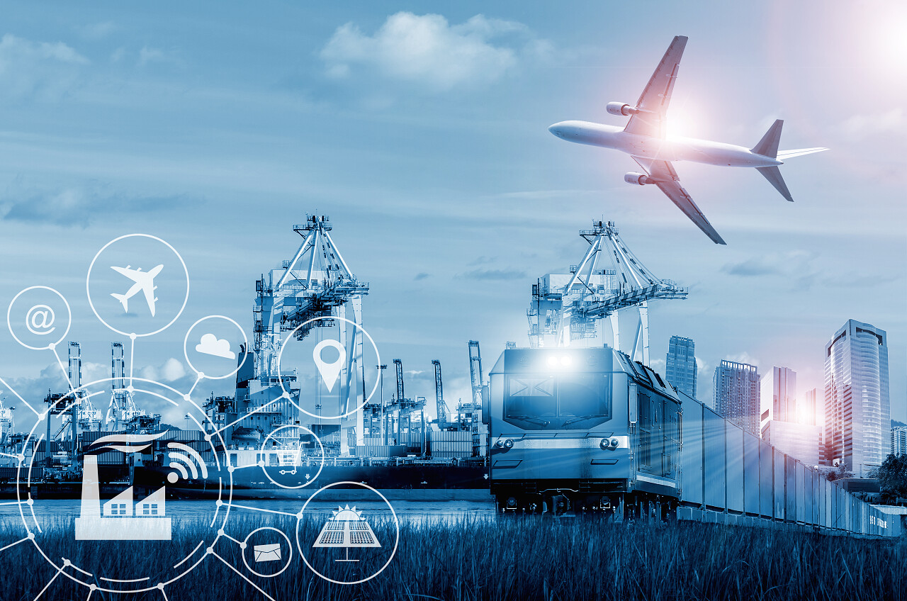 海运业与集装箱船舶在港口和货物运输中的货运及进出口商业物流.物流平台智慧物流平台国际物流配送空运