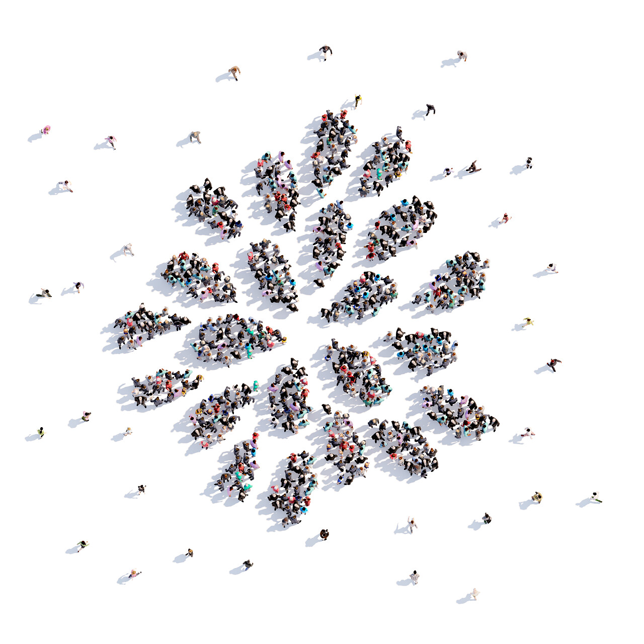 人群组成雪花的造型