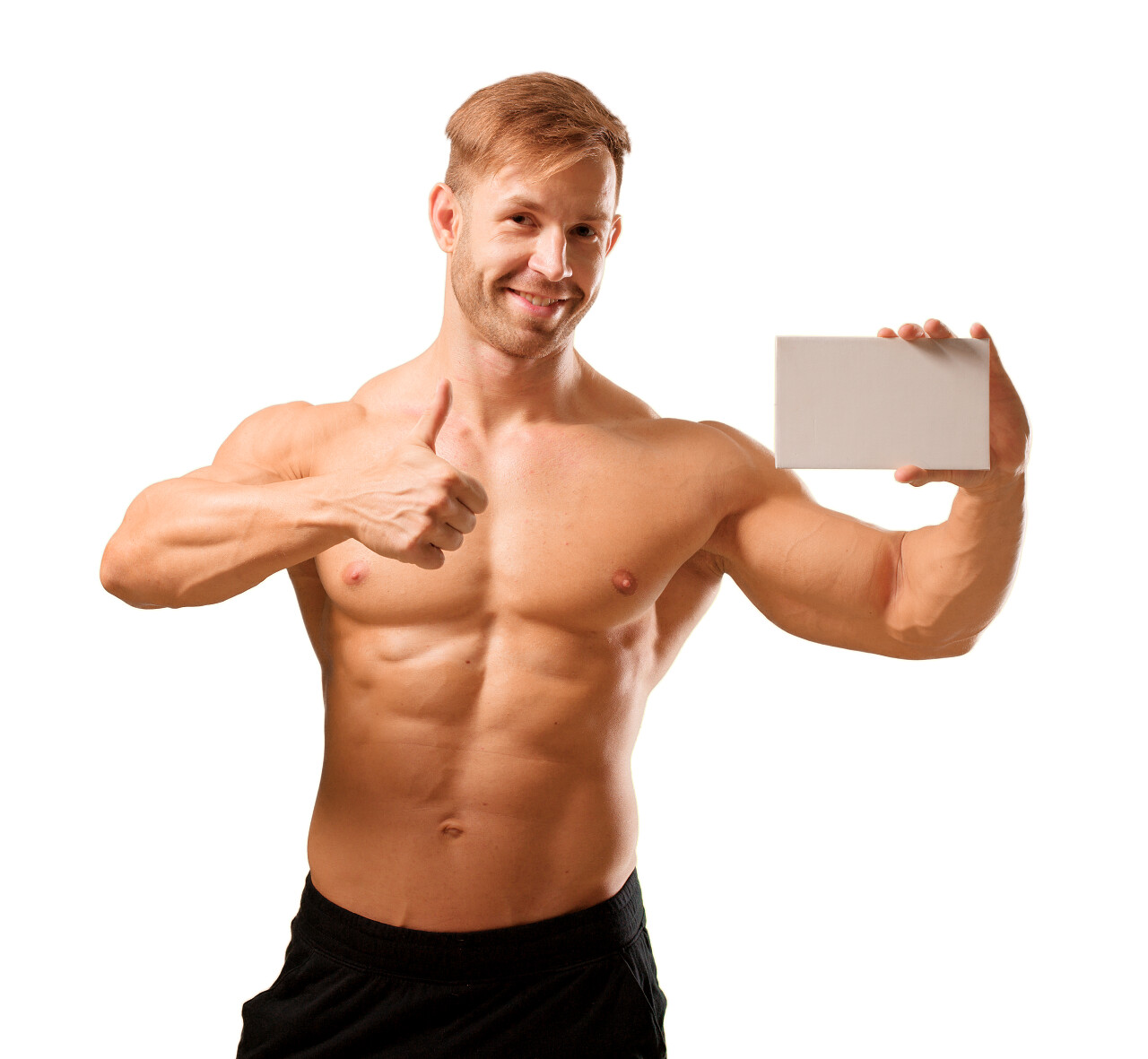 展示肌肉的男人点赞加油点赞手势