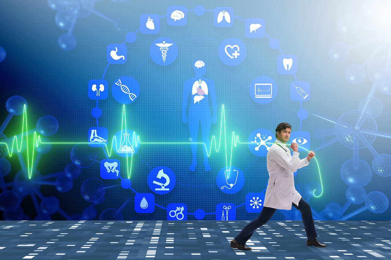 具有心跳的远程医疗概念的心脏科医生医疗平台