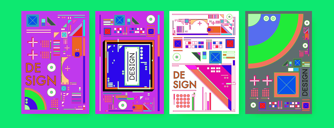 抽象彩色拼贴画设计模板