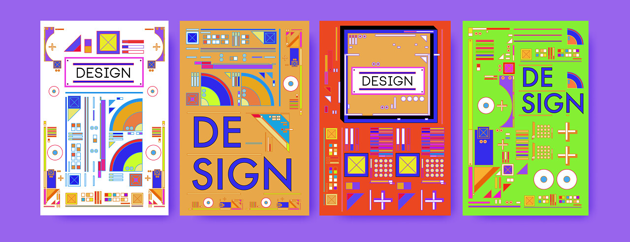 抽象彩色拼贴画设计模板