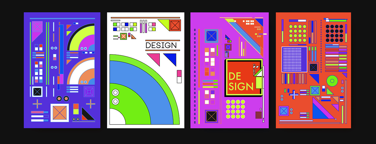 抽象彩色拼贴画设计模板