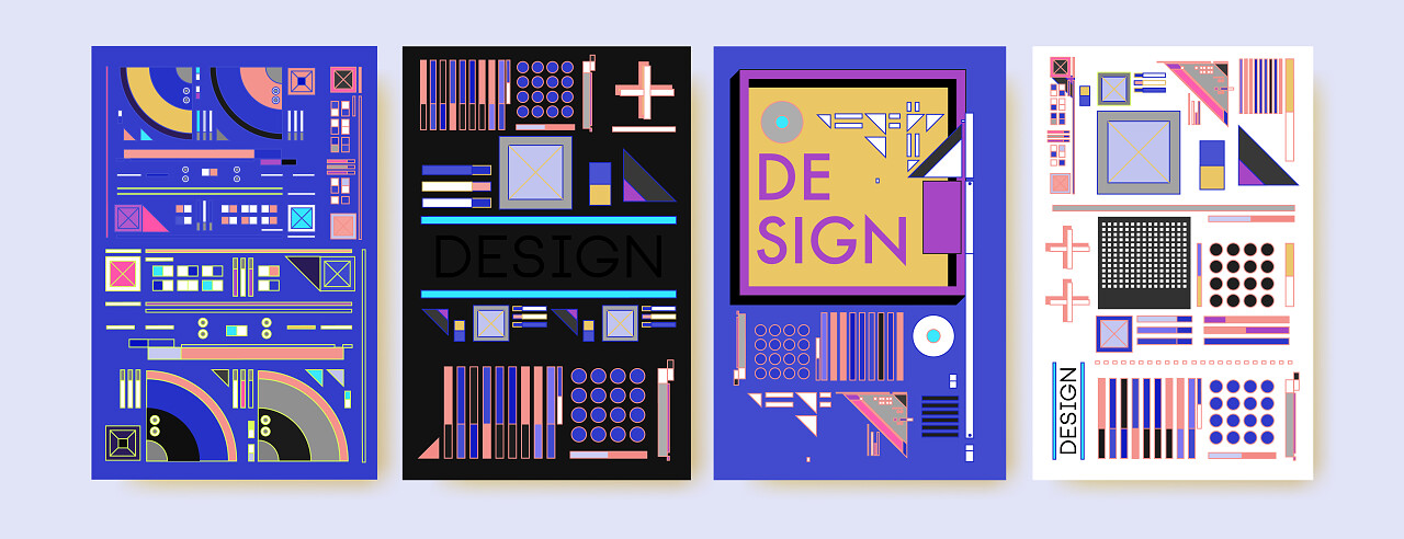 抽象彩色拼贴画设计模板