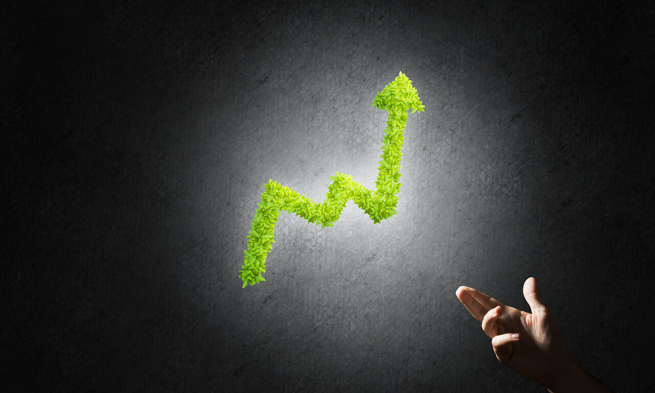 商人手指箭头提升箭头提升提高上涨