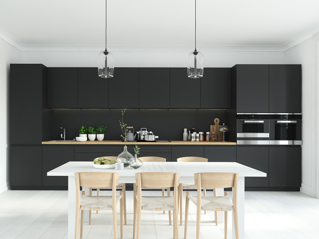 现代厨房里一间阁楼里