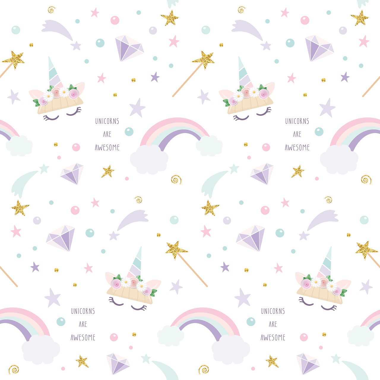 麒麟魔术图案背景与彩虹星星彗星和钻石