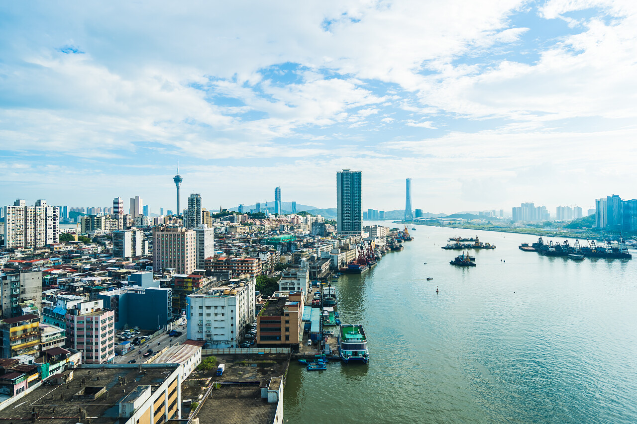 澳门城市天际线美丽建筑景观澳门旅游