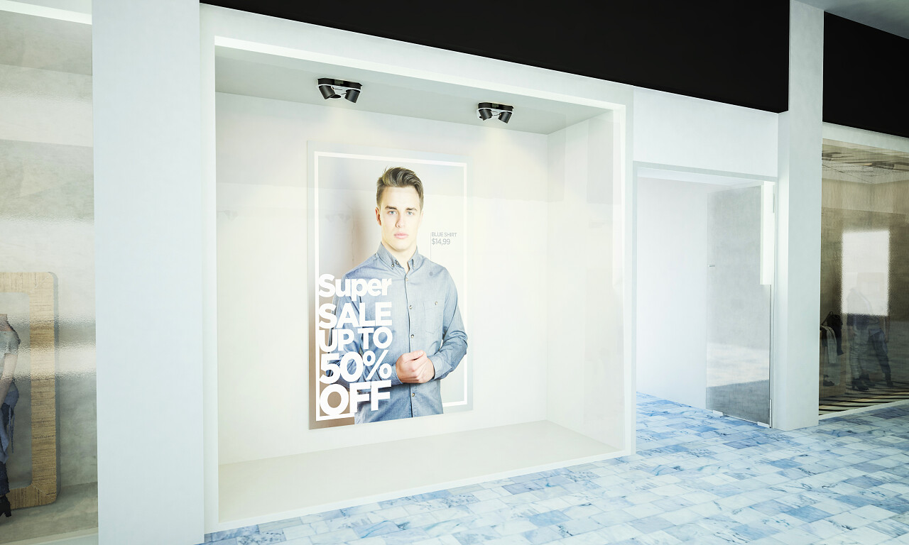 橱窗里的服装广告