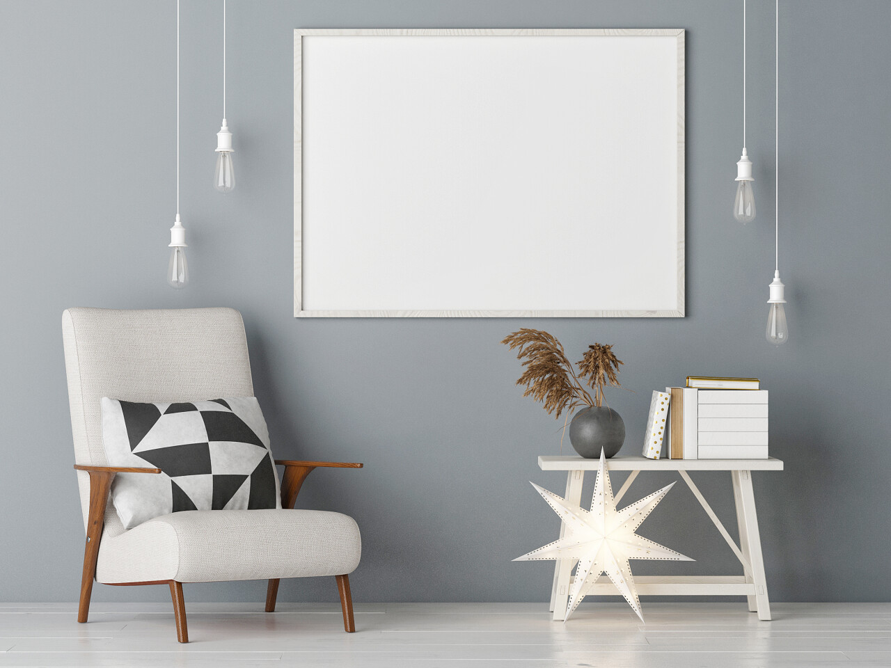 模拟斯堪的纳维亚设计圣诞装饰,3d渲染