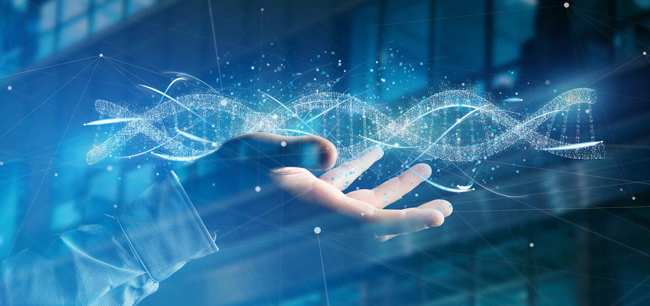 持有3d渲染Dna的商人的看法