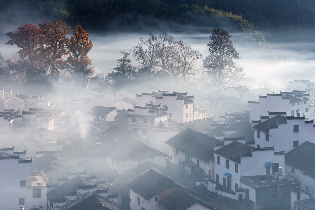 乡村深秋石城村,江西省武源县,中国最美丽的江西旅游