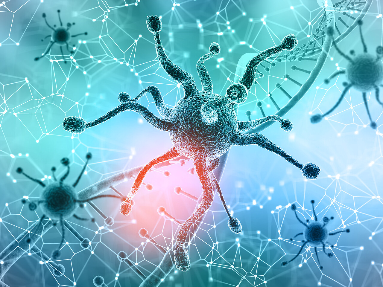 3d渲染的医疗背景与病毒细胞