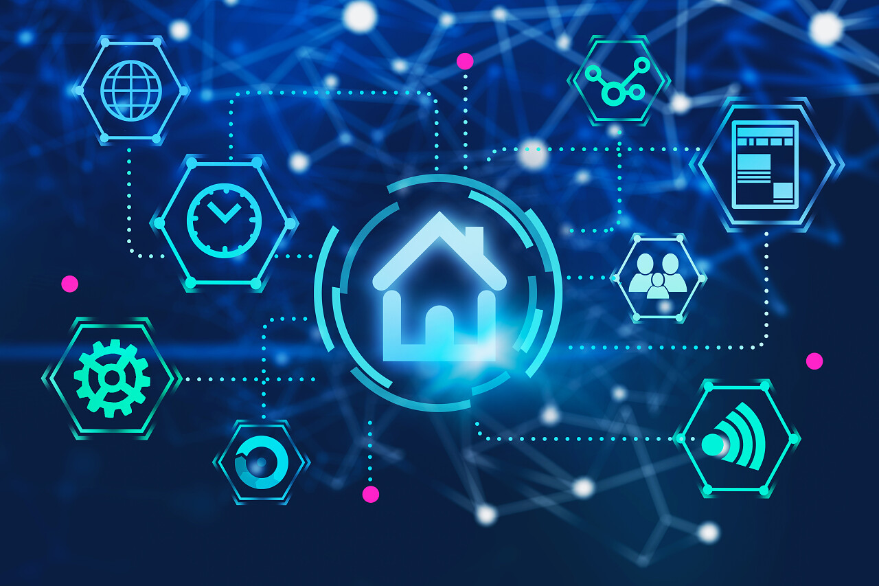 深蓝色背景网络全息图