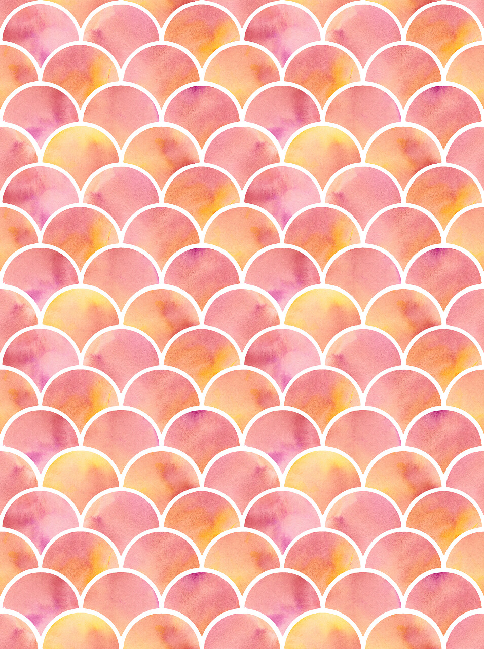 美人鱼的水彩红色鳞片