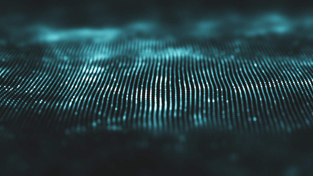 抽象未来主义分子技术与多边形在深蓝色背景