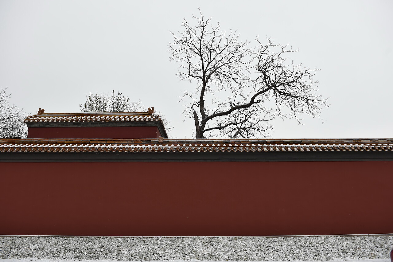 中国北京雪中的故宫博物院故宫旅游