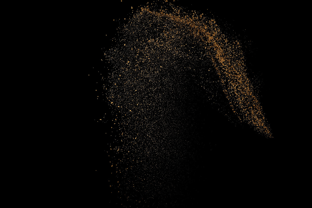 土壤爆炸在黑色背景下