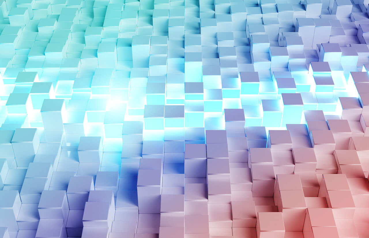 明亮的白色和彩色抽象的背景图案3D渲染