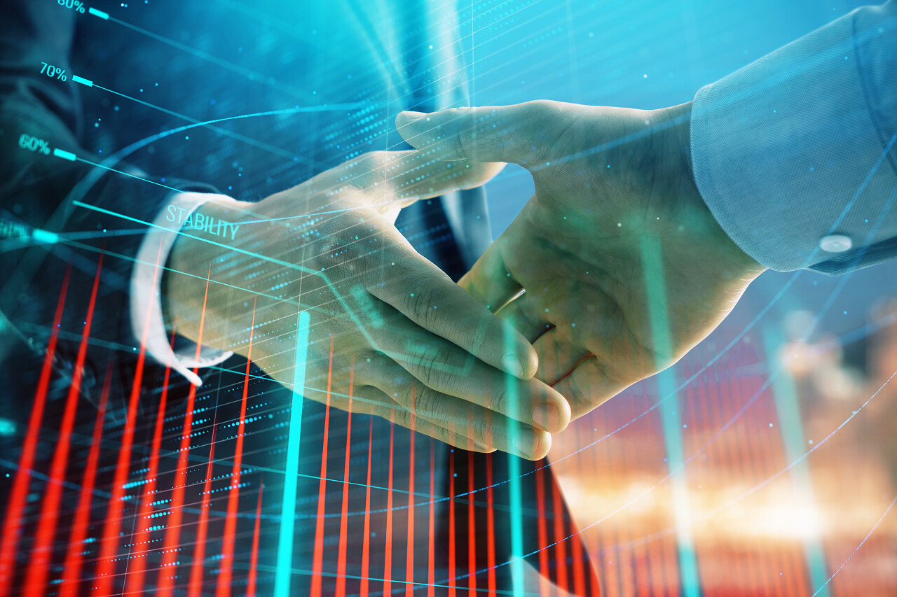 商人在互相握手合作团结握手企业团结团结人物合作平台商务人士合作握手智能财务