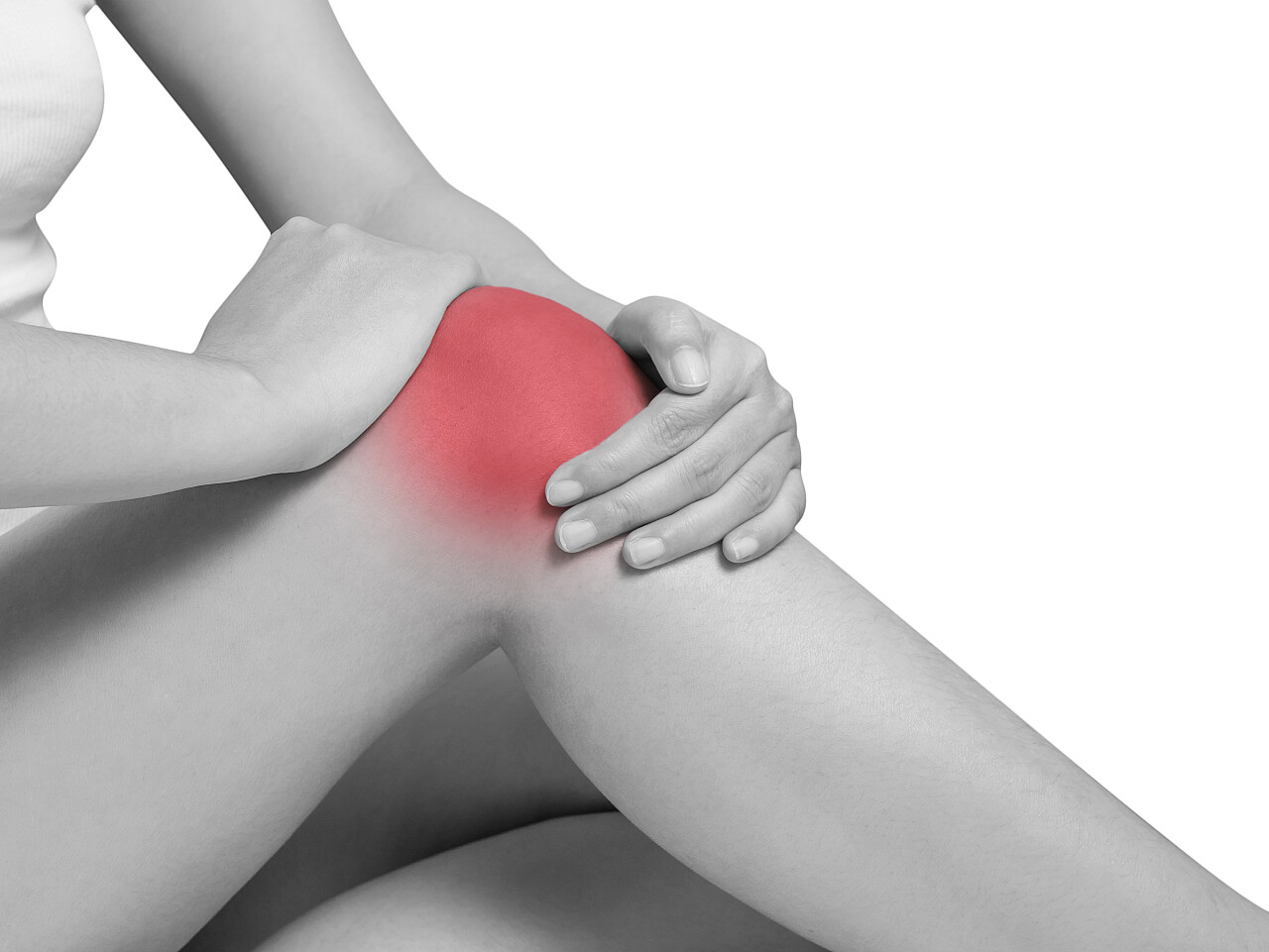 膝部疼痛关节疼痛的女人保健和医疗概念