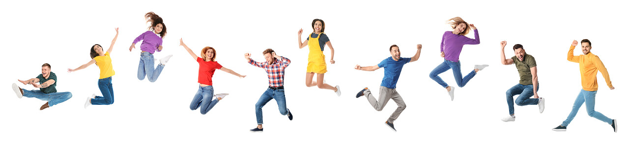 人物一群人在背景上跳跃