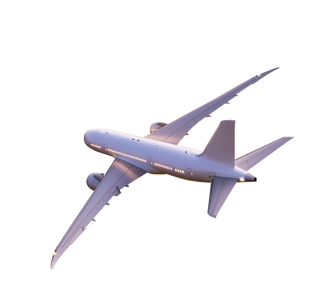商用喷气式飞机在白色背景上隔离