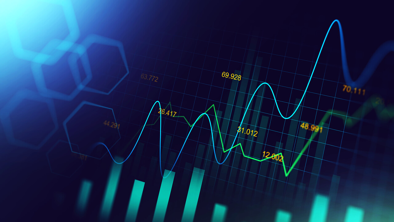 股票市场或外汇交易图在图形概念股票上涨