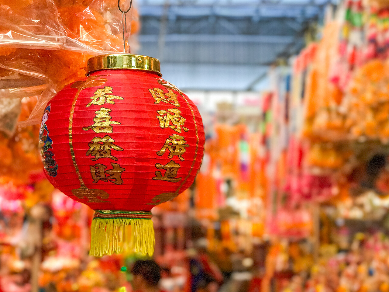 红色灯笼中国新年买年货年货节