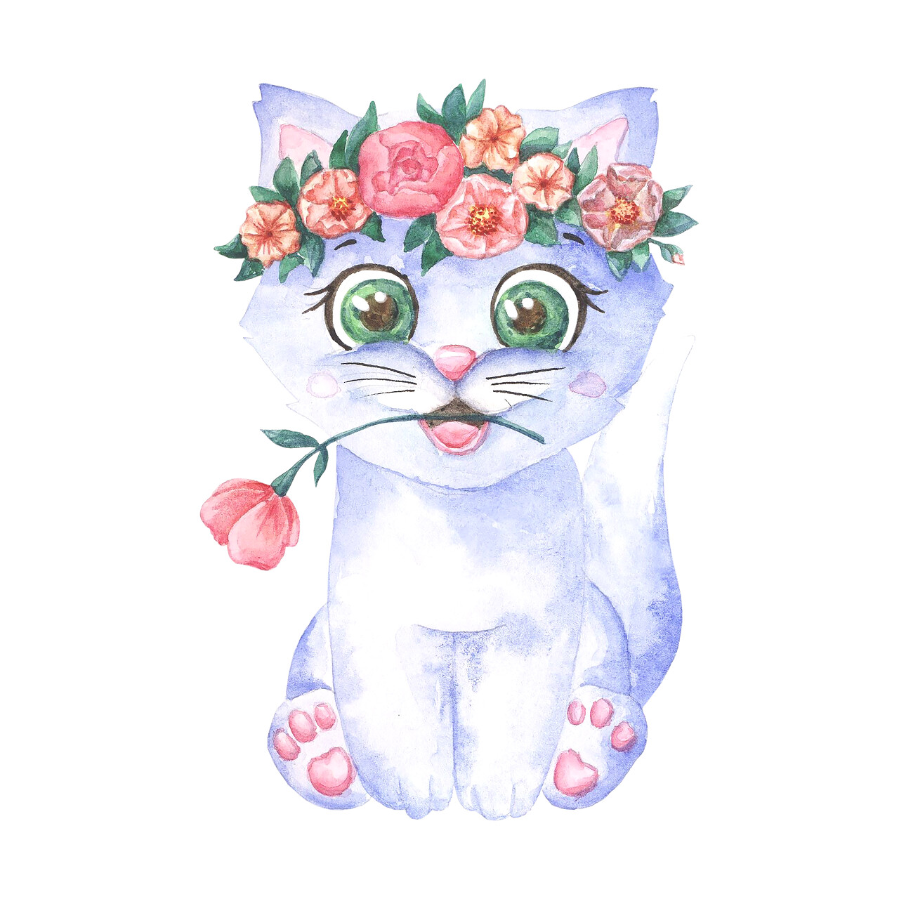 水彩画可爱的猫