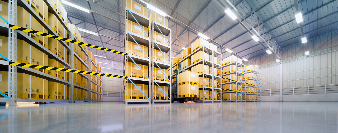 适合工业背景的货架库房