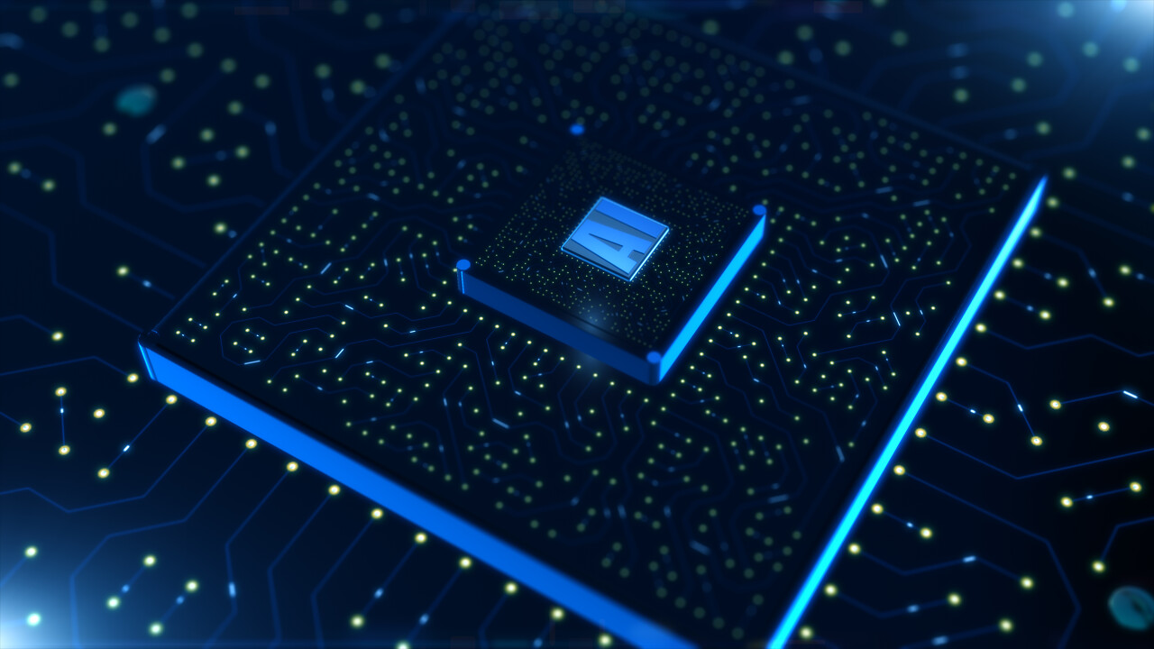 基于Ai符号的计算机芯片数字三维渲染电路背景