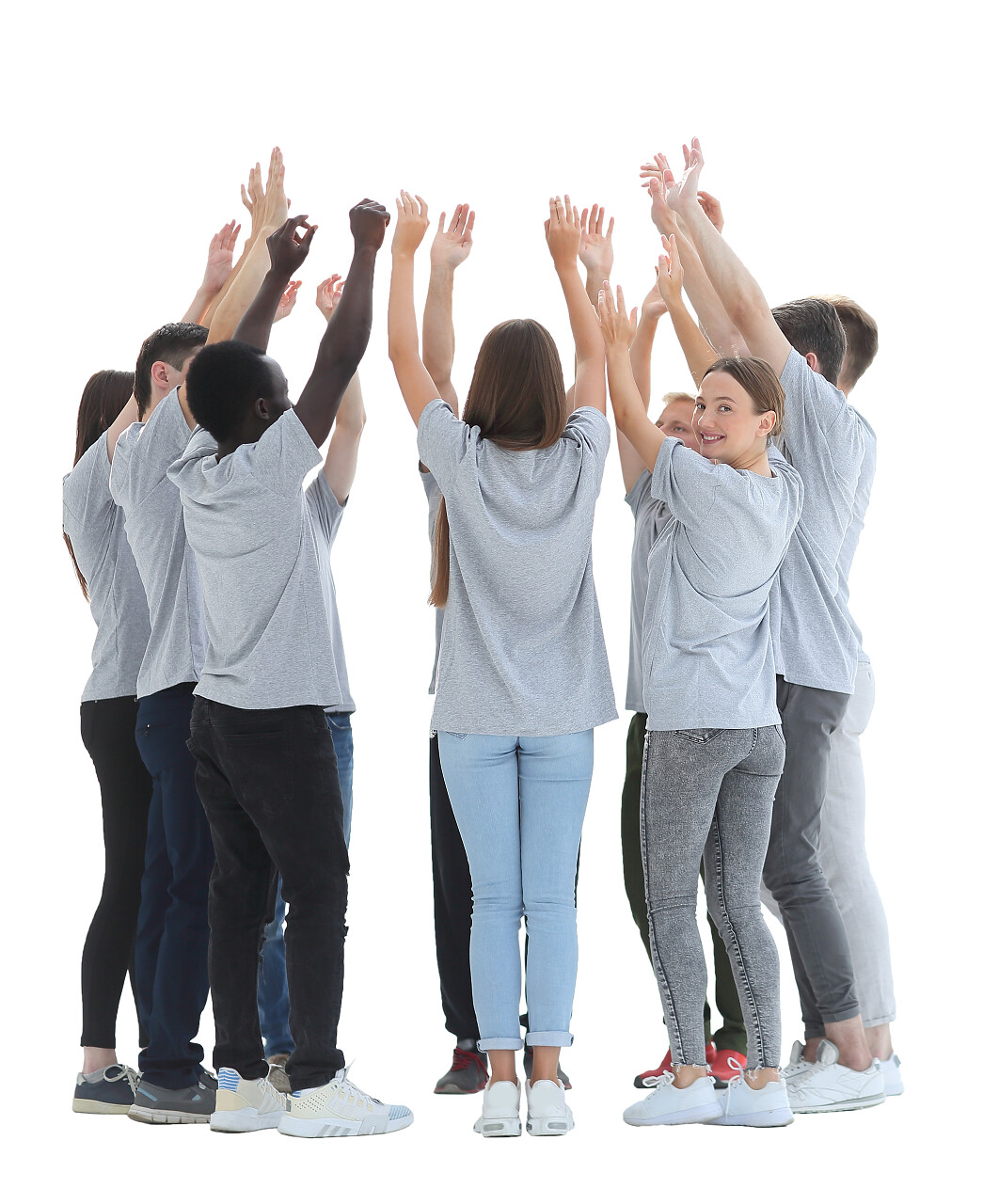 群体欢呼摄影图